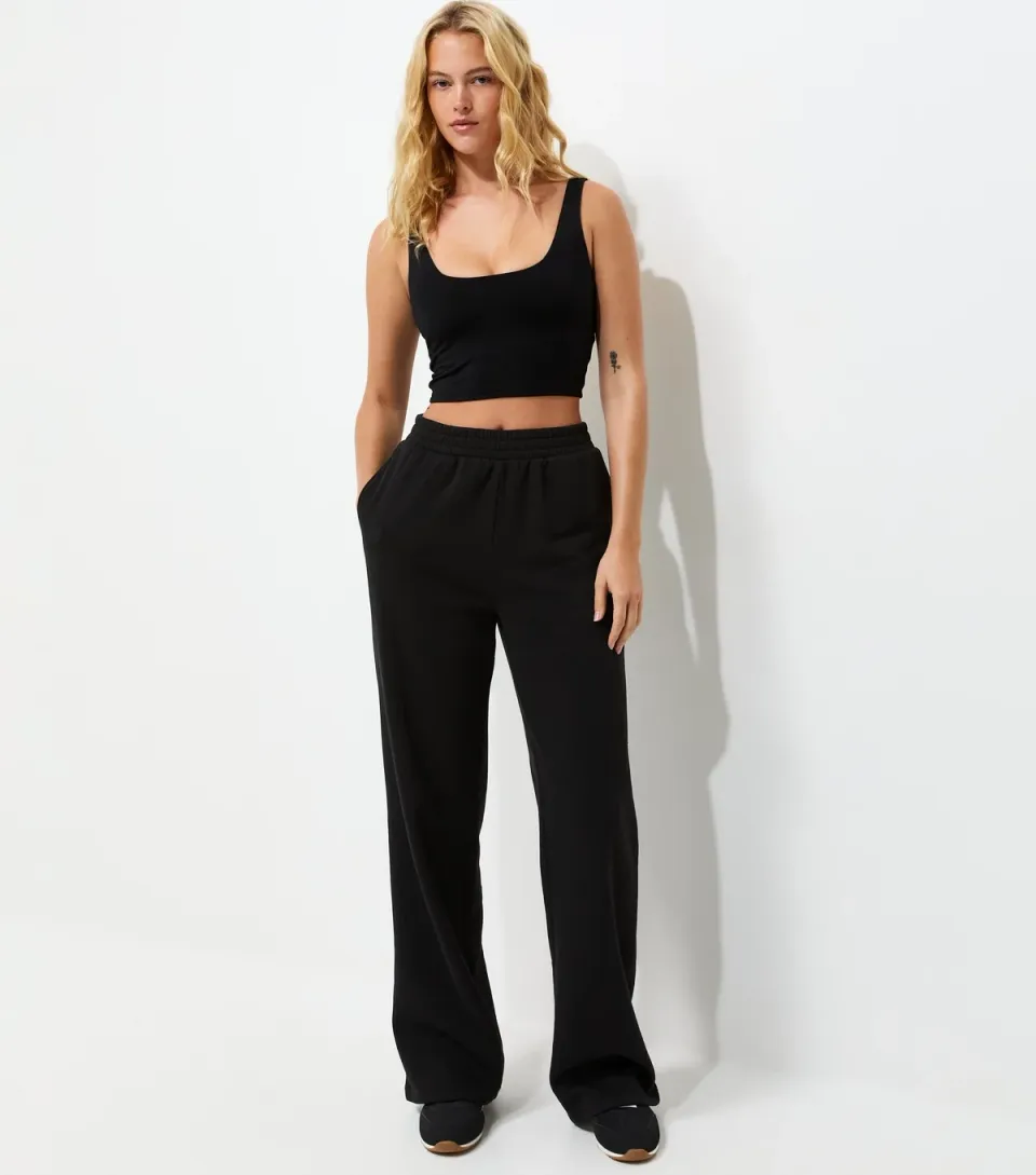 Women's Tall Black Wide Leg Joggers