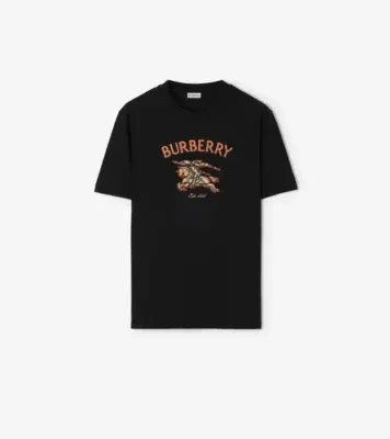 Knight Check Cotton T-shirt in Black