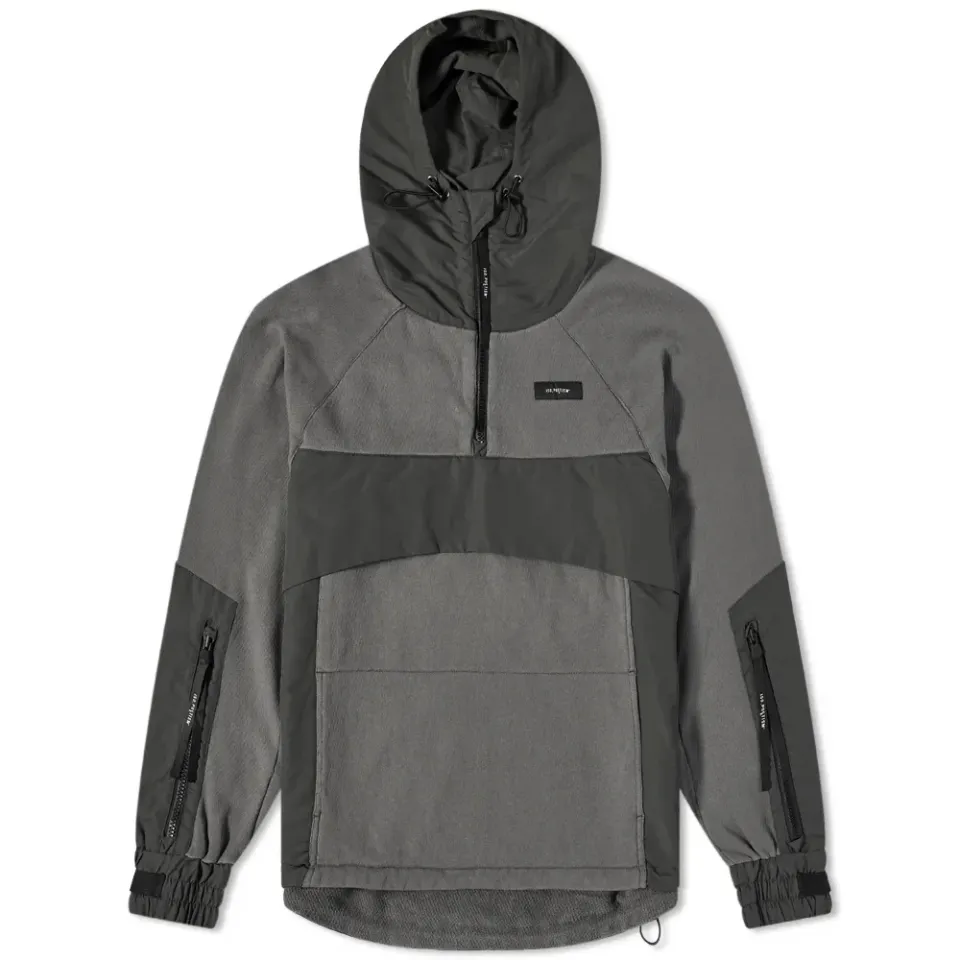 Mixed Fabric Quarter Zip Hoodie