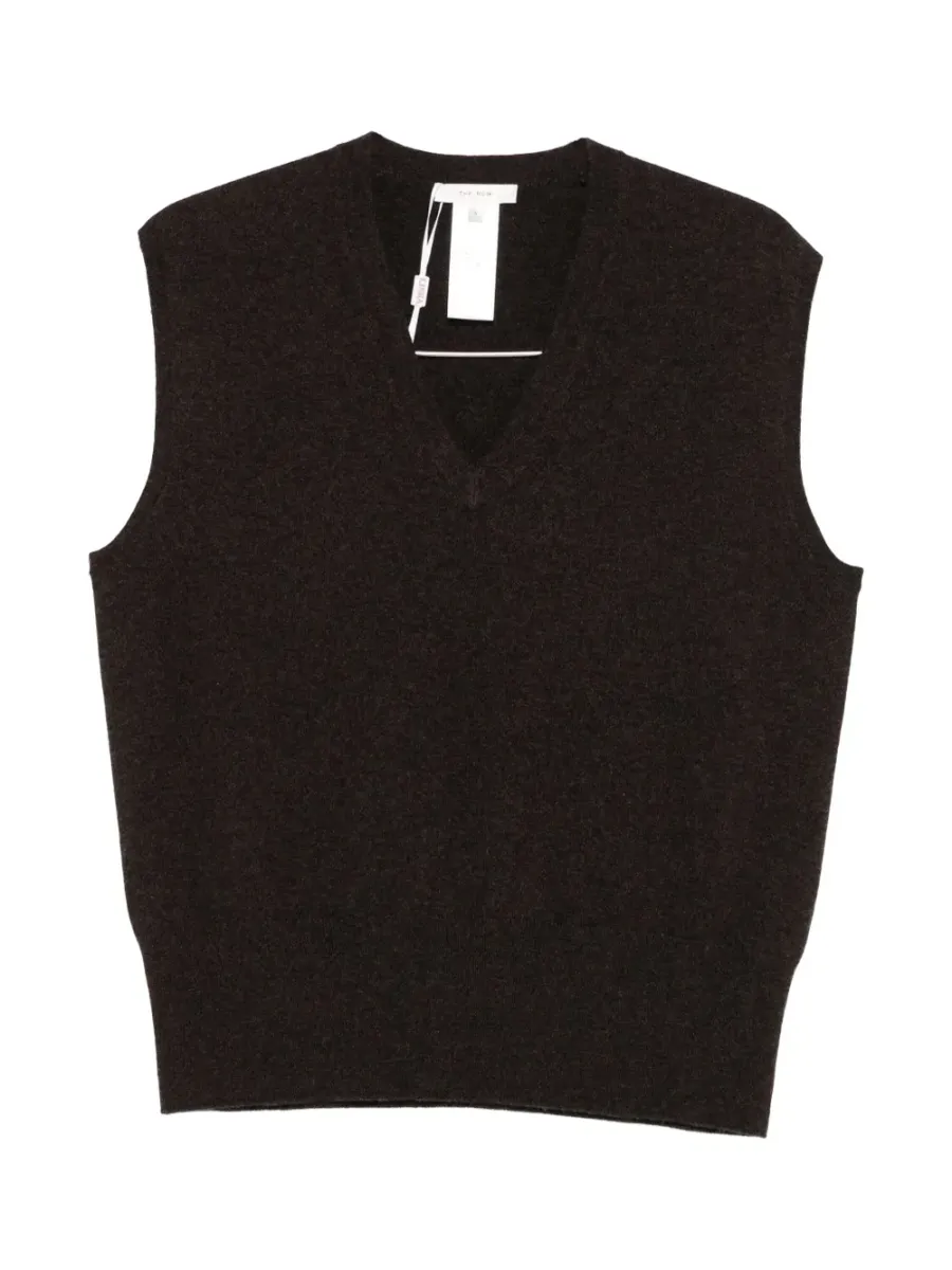 V-neck Sleeveless Pullover Brown