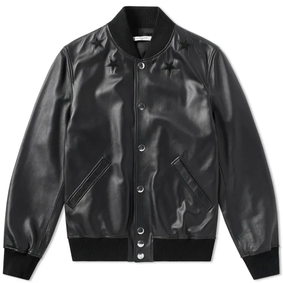 Tonal Leather Varsity Jacket