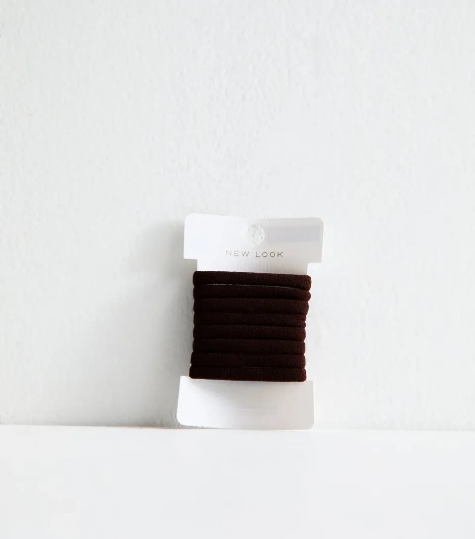 Brown Pack of 8 Towelling Hair Bands
