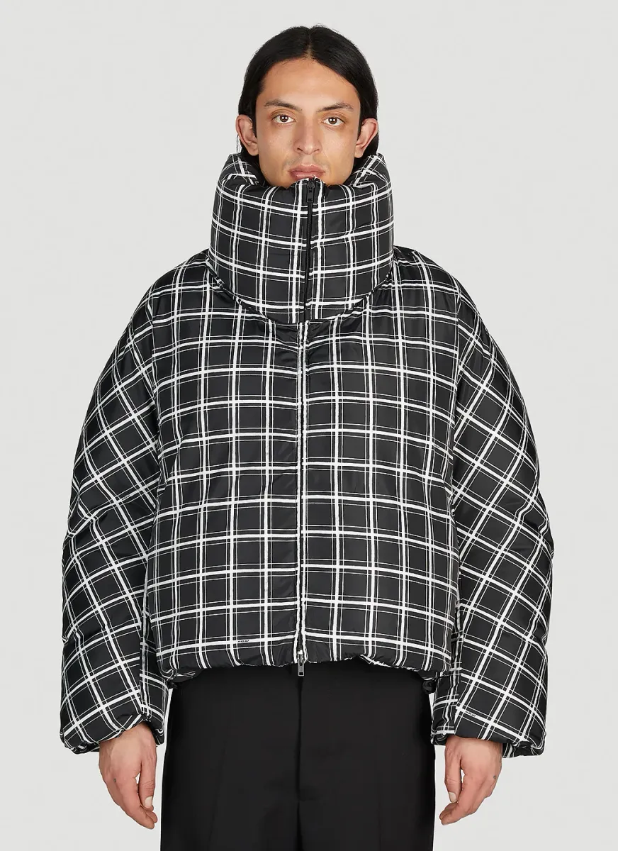 Check Oversized Down Jacket