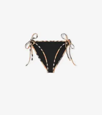 Check Trim Bikini Briefs in Black - Women, Wool