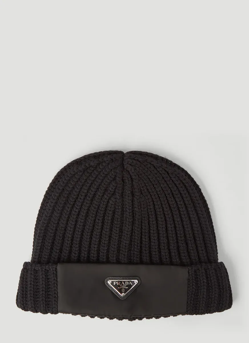 Re-Nylon Trimmed Beanie Hat