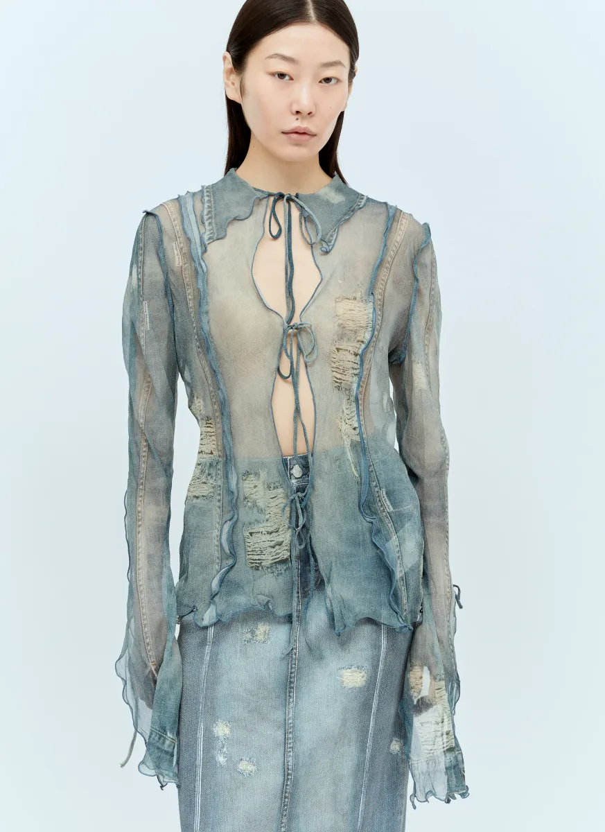 Denim Trompe L'Oeil Blouse