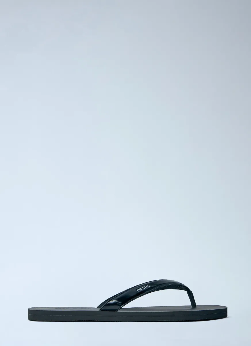Logo-Embossed Leather Flip-Flop Sandals
