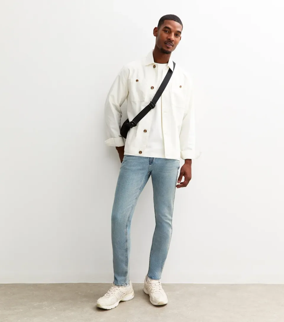 Men's Light Blue Slim Fit Light Wash Jeans