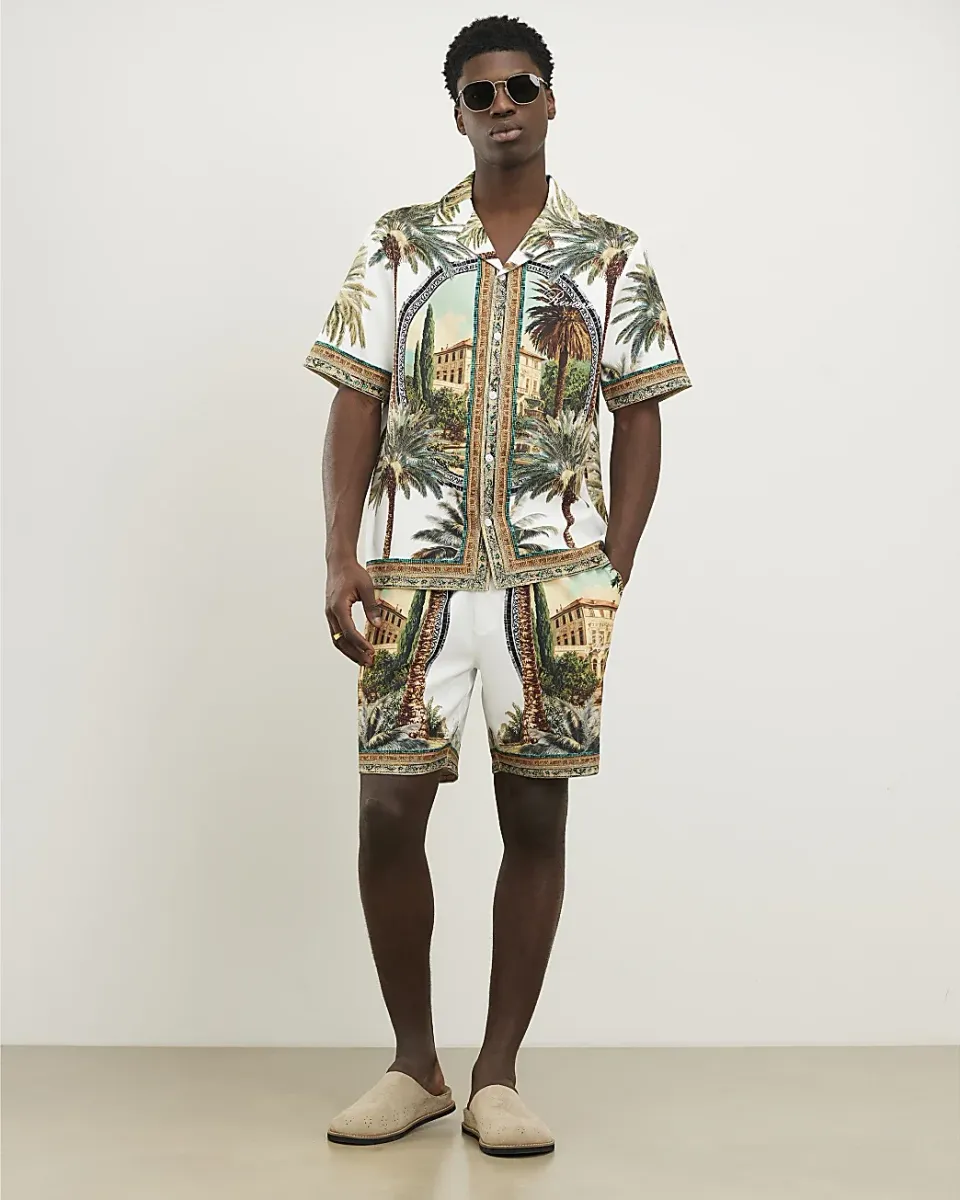 Palm Tree Print Pull On Shorts