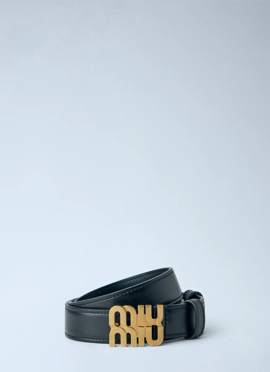 Logo Buckle Leather Belt