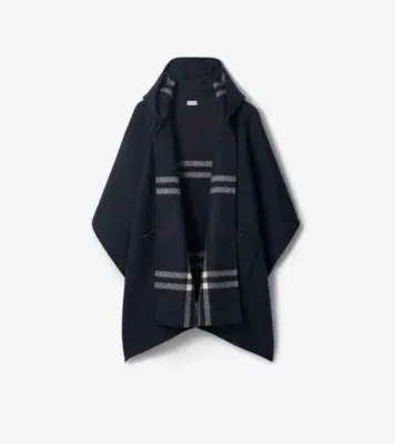 Cashmere Hooded Cape in Ink blue
