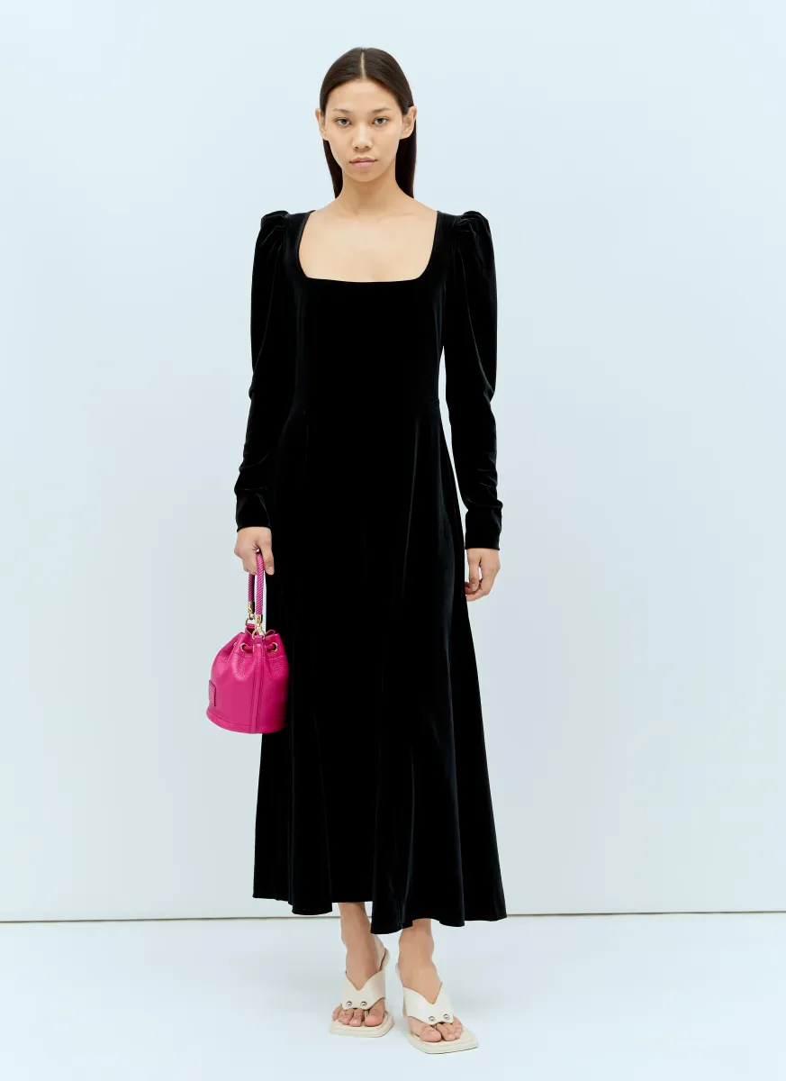 Velvet Jersey Puff Sleeve Maxi Dress