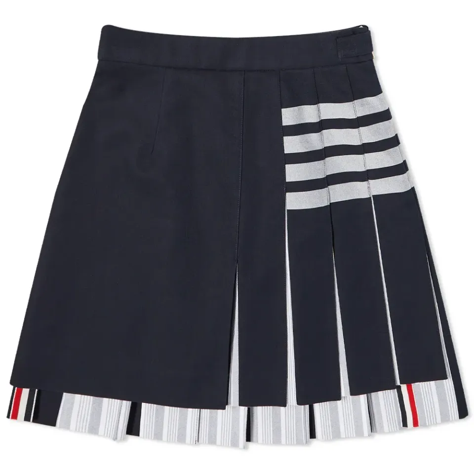 Micro Mini Half Pleated 4 Bar Skirt