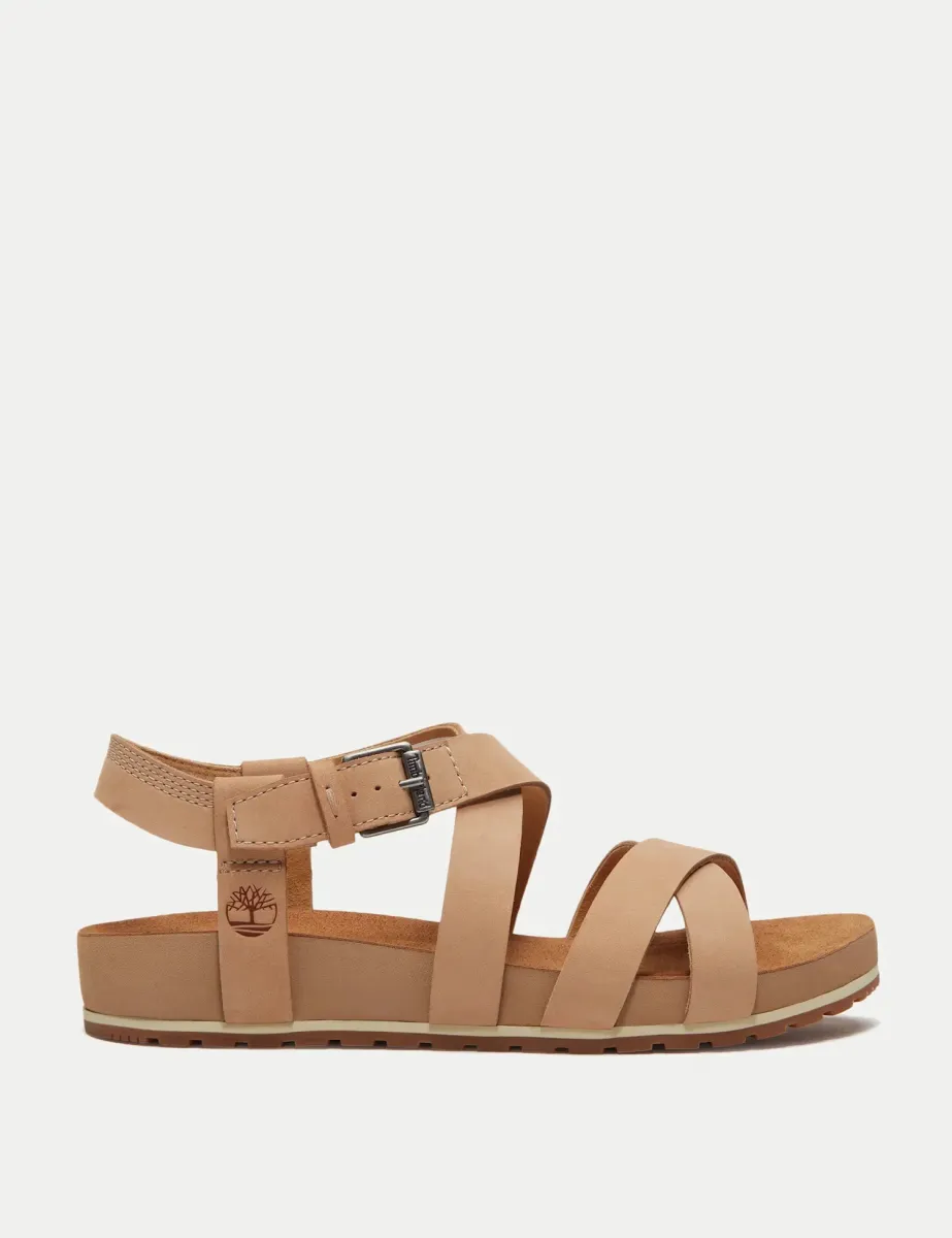 Malibu Waves Leather Gladiator Sandals Beige