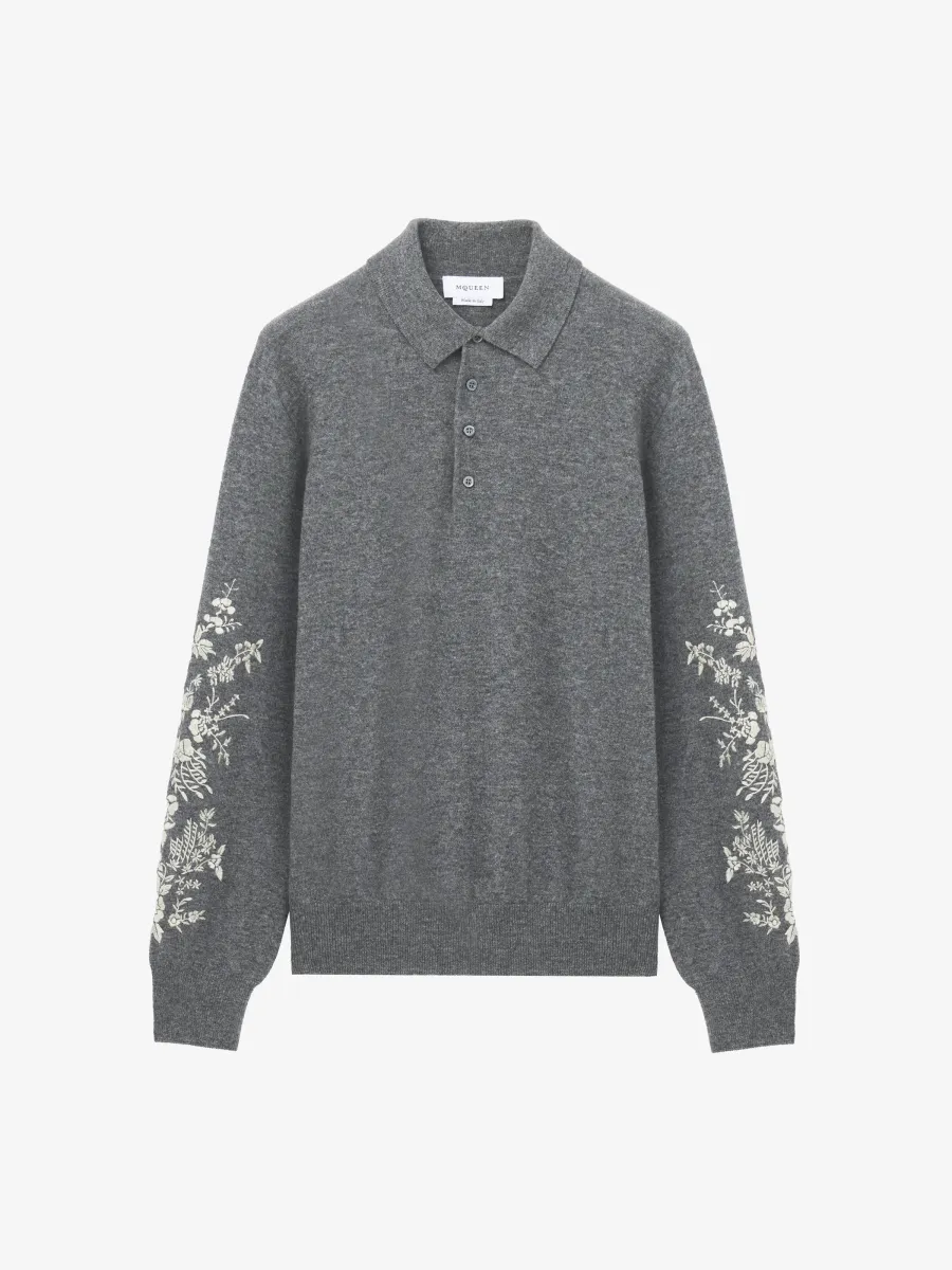 Floral Embroidery Polo Shirt