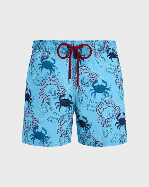 Men Swim Shorts Embroidered Crab Balloons