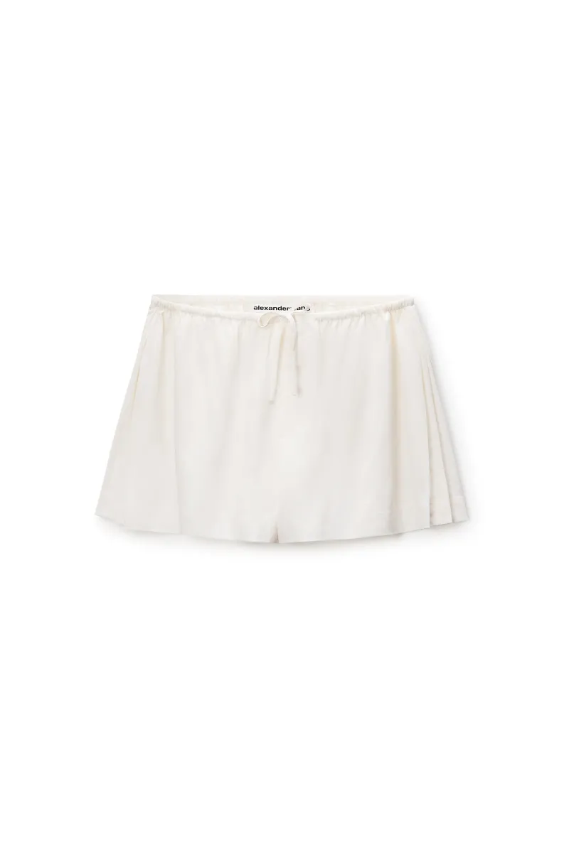 Mid-Rise Pleated Shorts with Drawcord Waist