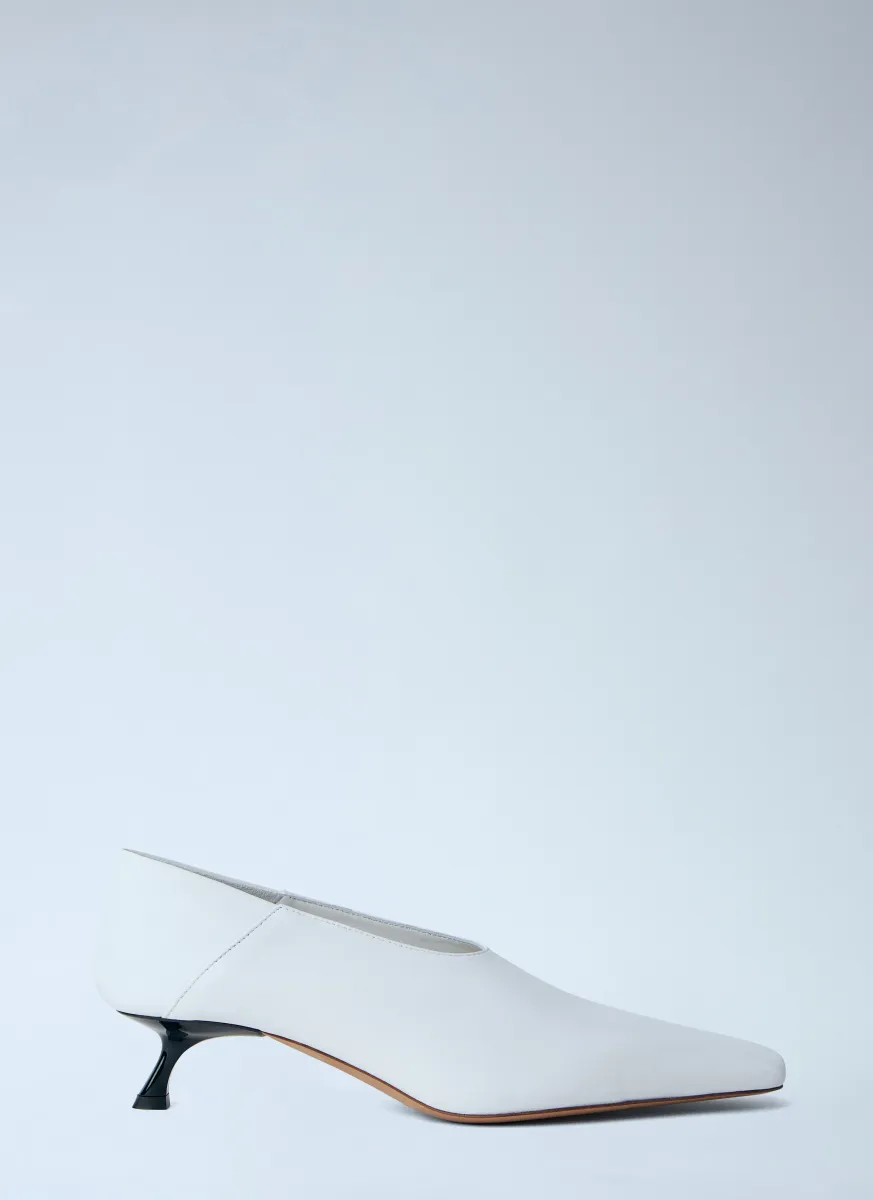 Leather Kitten Heel Pumps