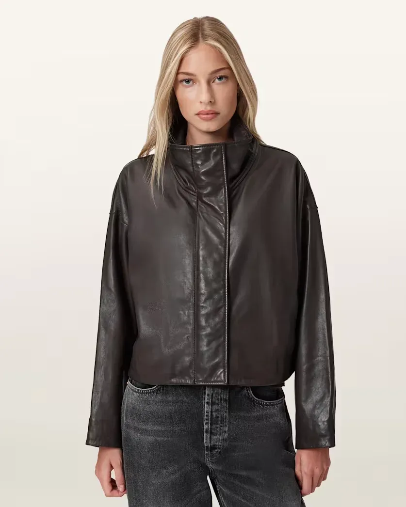 Ryder Funnel Neck Leather Jacket