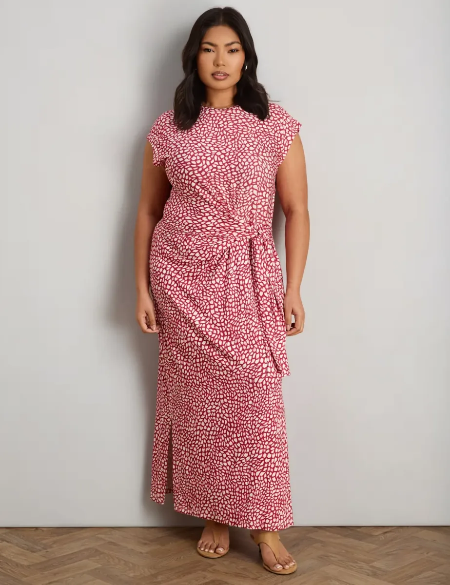 Printed Tie Waist Maxi Dress