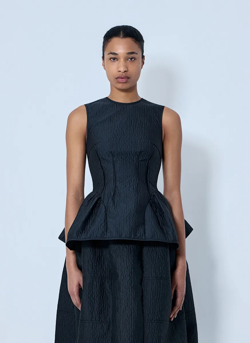 CBdaimi Stria Matelassé Peplum Top