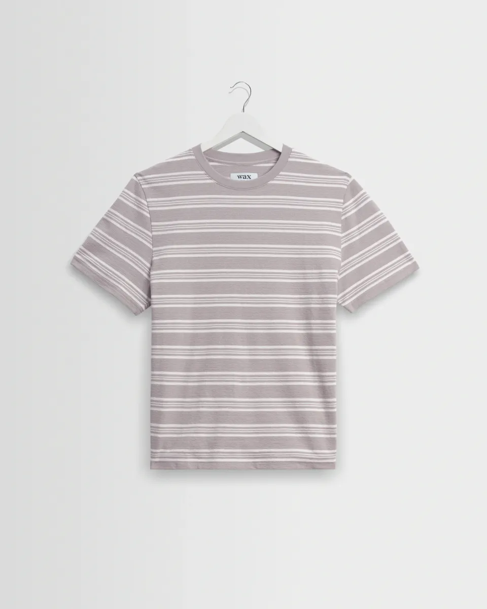 Dean - Taupe and Ecru Textured Stripe Organic Cotton t-Shirt