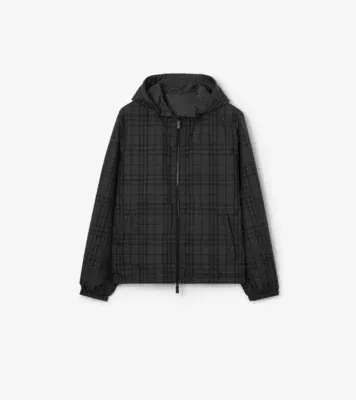 Reversible Check Newport Hooded Jacket in Iron grey - Men, Nylon
