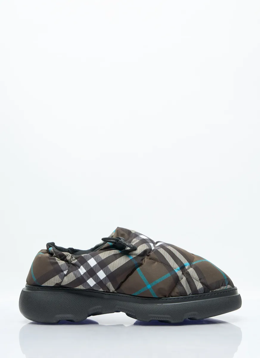 Check Nylon-Blend Pillow Mule