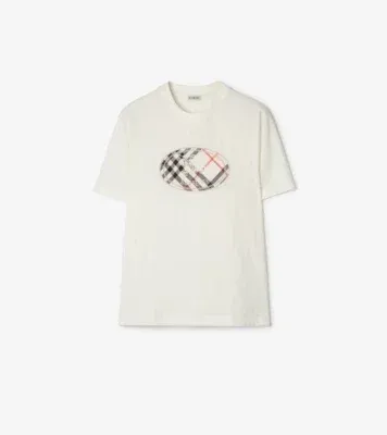 Check Knight Stamp Cotton T-shirt in Chalk white