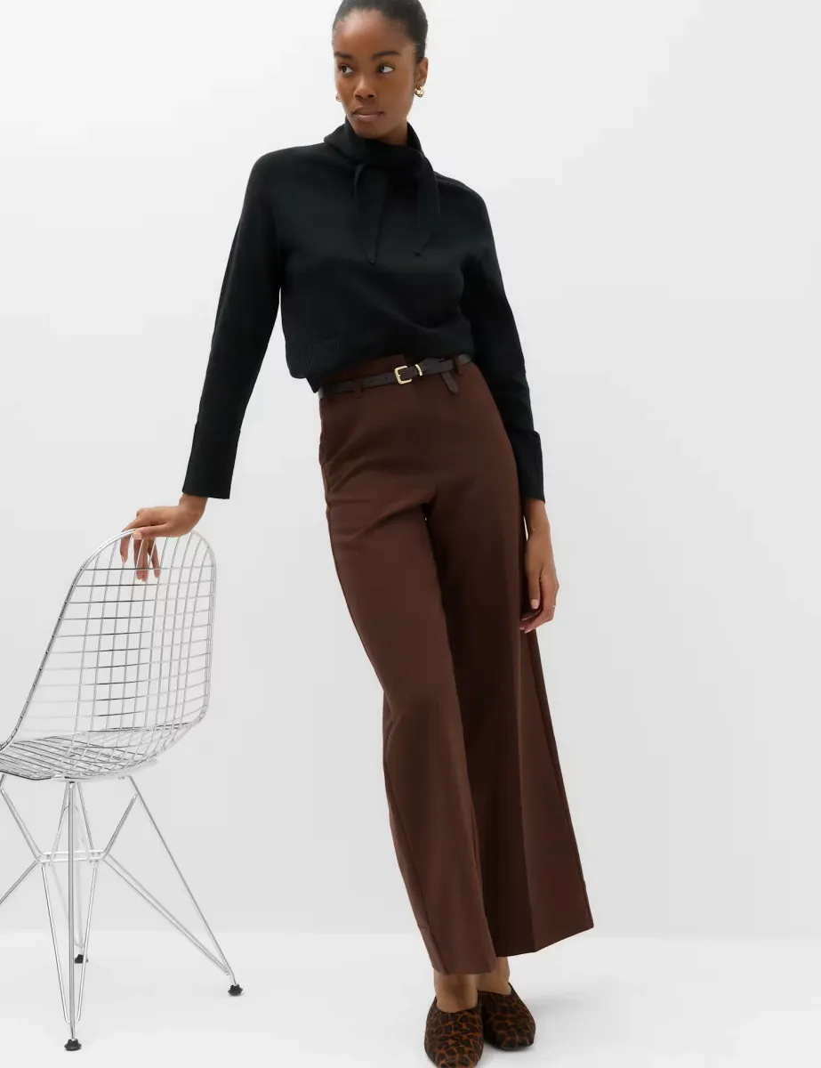 Belted Straight Leg Trousers Tan
