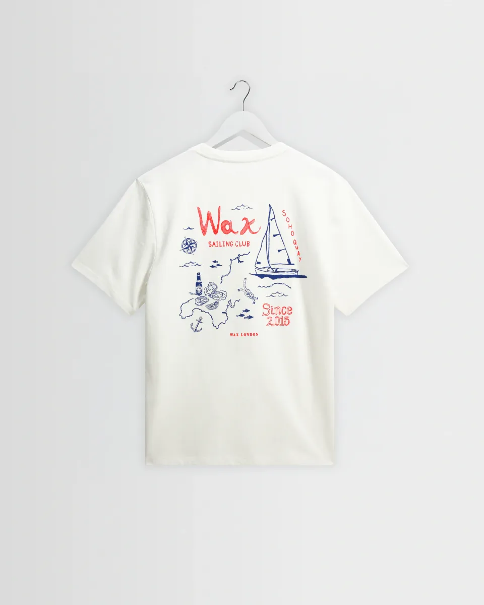 Dean - Off White and Multicolour Sailing Map Print t-Shirt