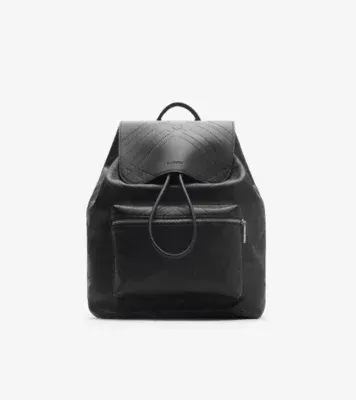 Embossed Check Backpack in Black