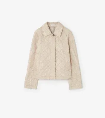 Quilted Nylon Tiffield Jacket in Stone beige