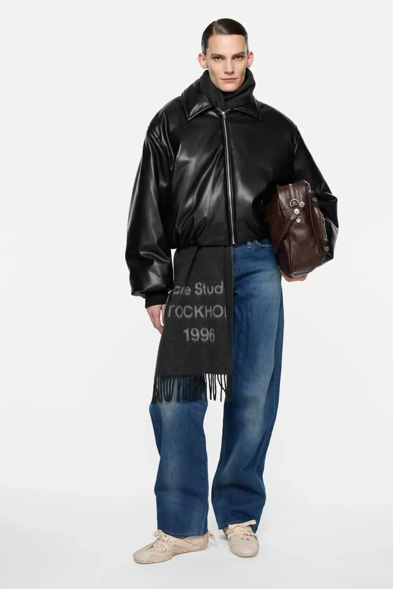 Faux leather bomber jacket