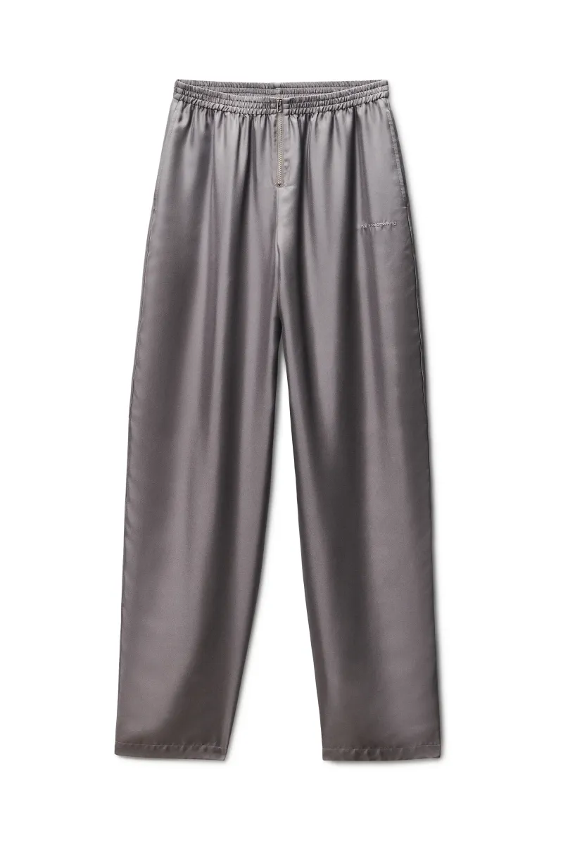 Silk Twill Mid-Rise Track Pant