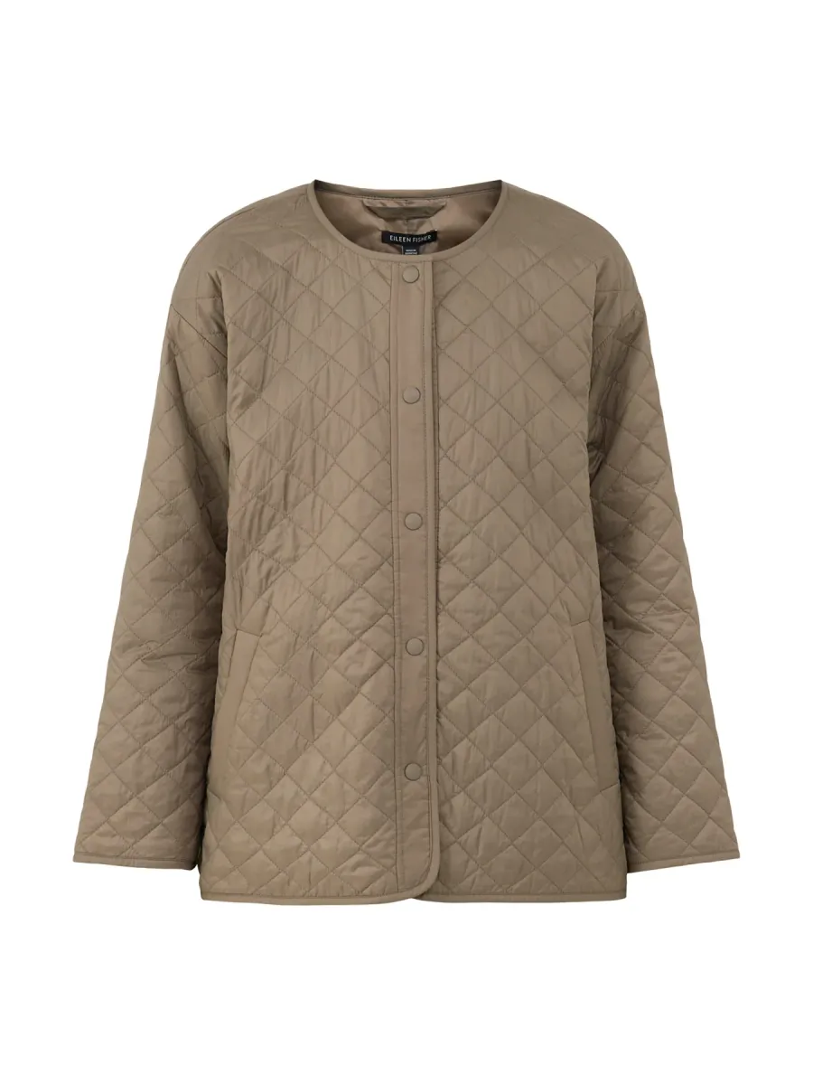 Recycled Nylon Round Neck Quilted Short Coat