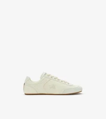 Leather Knight Runner Sneakers​ in Dove beige