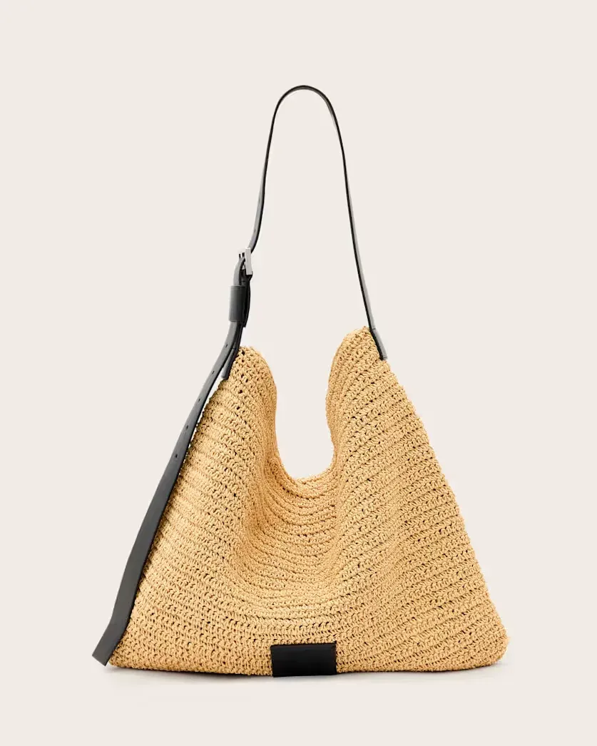 Asha Woven Straw Hobo Shoulder Bag