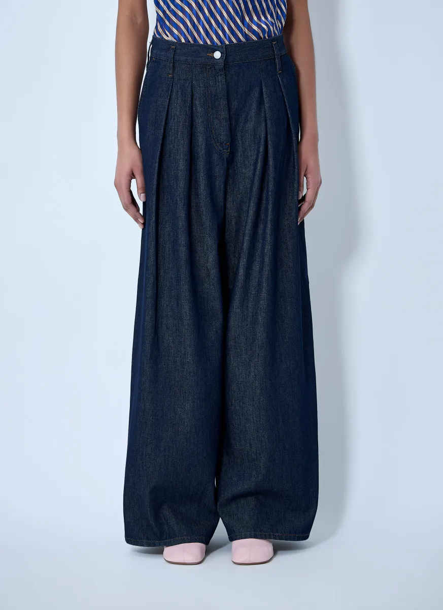 Wide-Leg Denim Trousers