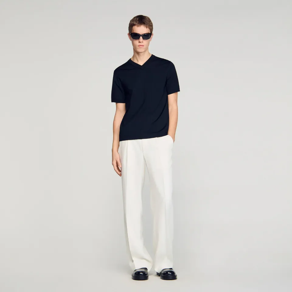 Short-sleeve V-neck polo shirt