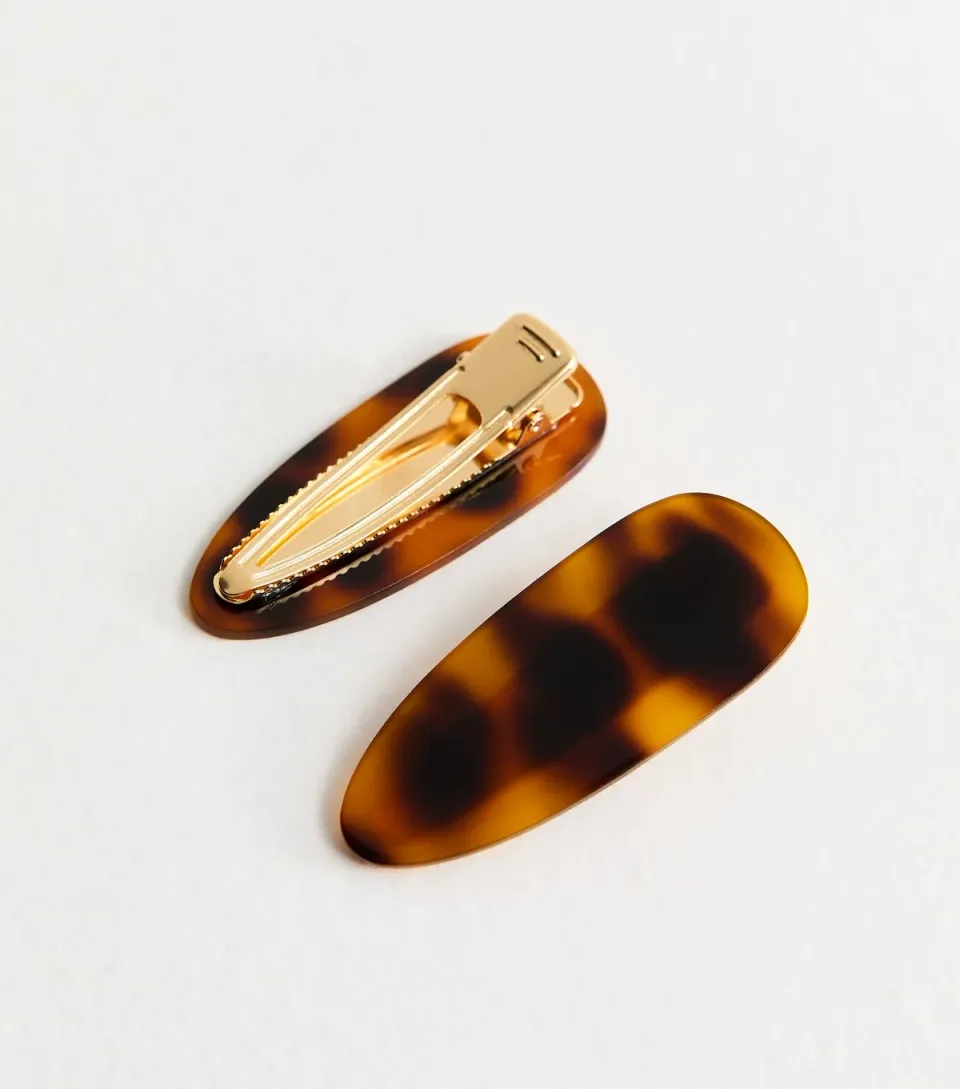 Pack Of 2 Brown Tortoiseshell Hair Clips