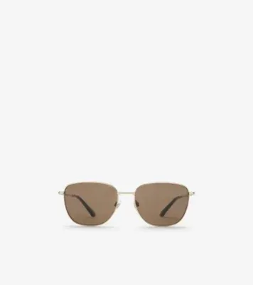 Metal Check Square Sunglasses in Light gold