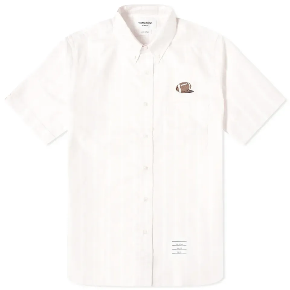 American Football Icon Short Sleeve Stripe Oxfor