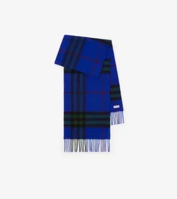 Check Cashmere Scarf in Knight blue