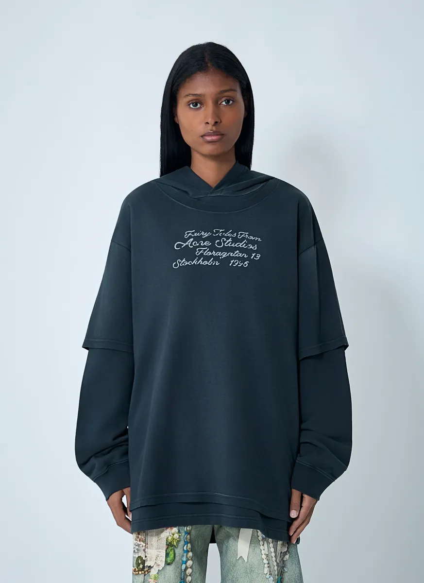 Hooded Logo Motif Sweatshirt