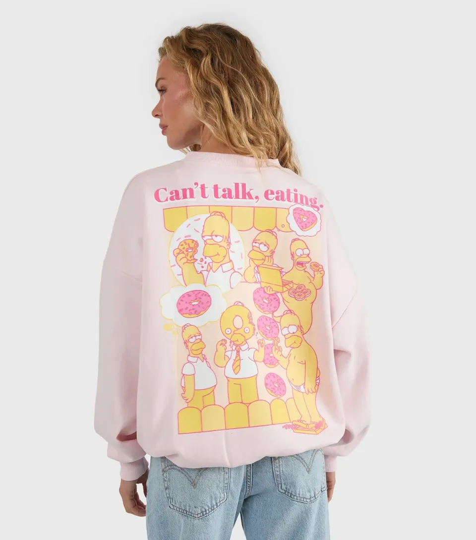 Women's Pink The Simpsons Donut Print Sweatshirt