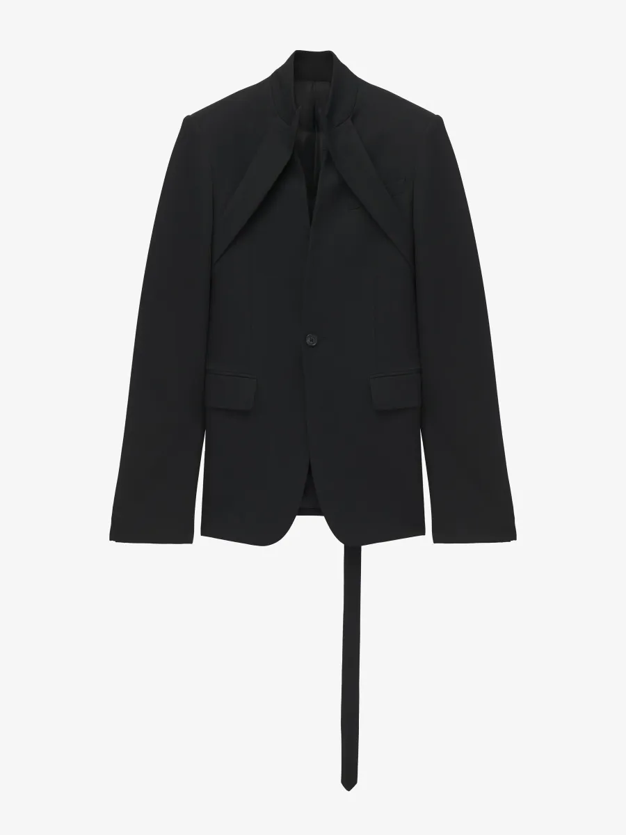 Reverse Lapel Single-breasted Jacket