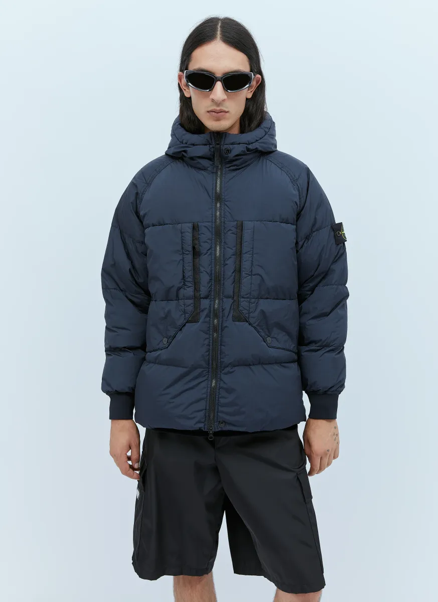 Real Down Hooded Compass Patch Coat