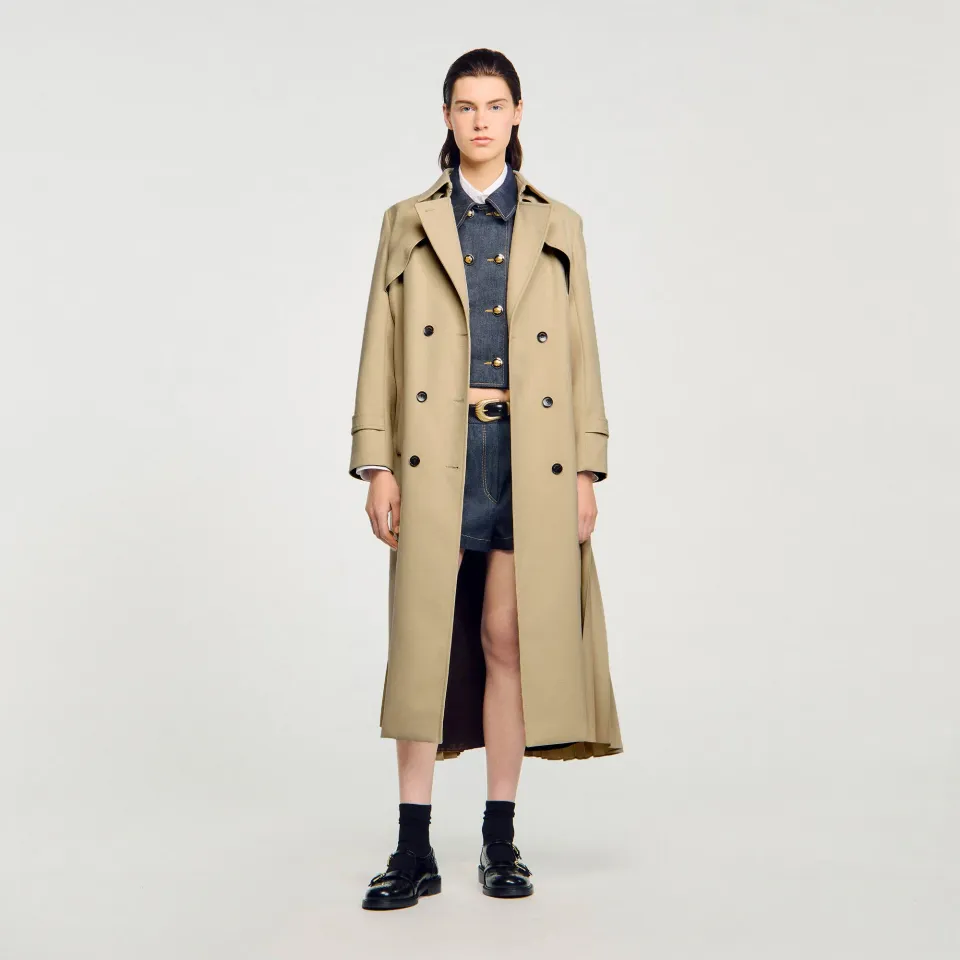 Belted double-breasted trench