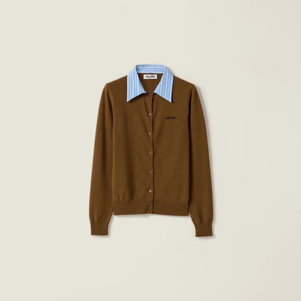 Cashmere cardigan with collar